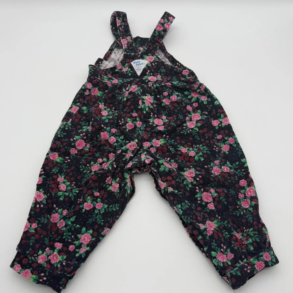 Vintage 24M Baby B'Gosh OshKosh Floral Corduroy Overalls Vestbak Cottagecore USA